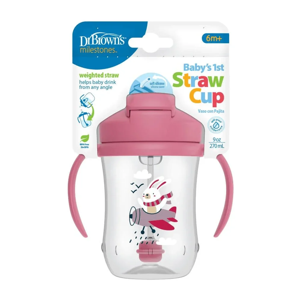 Baby's First Straw Cup with Handles - Pink (270 ml, 6m+)