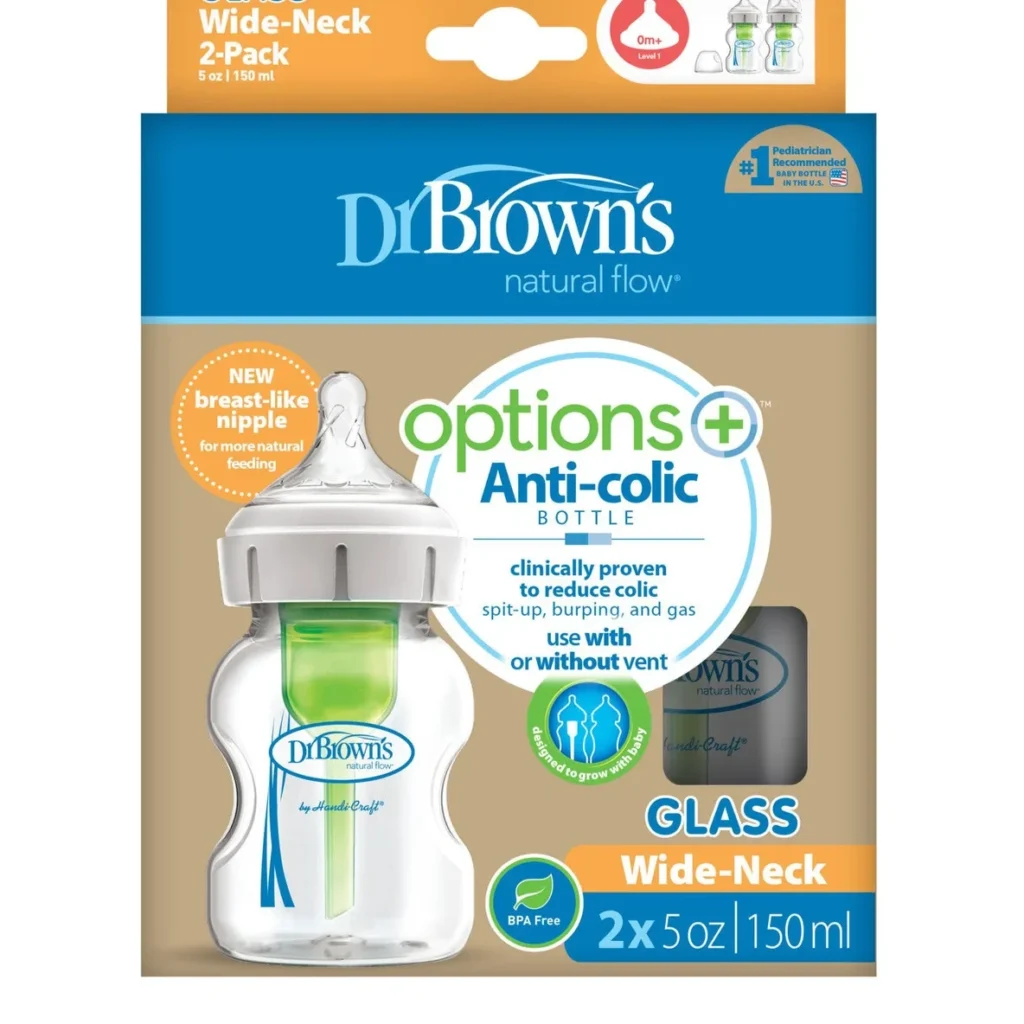 Wide-Neck Options+ Glass Bottle (x 2, 150 ml)