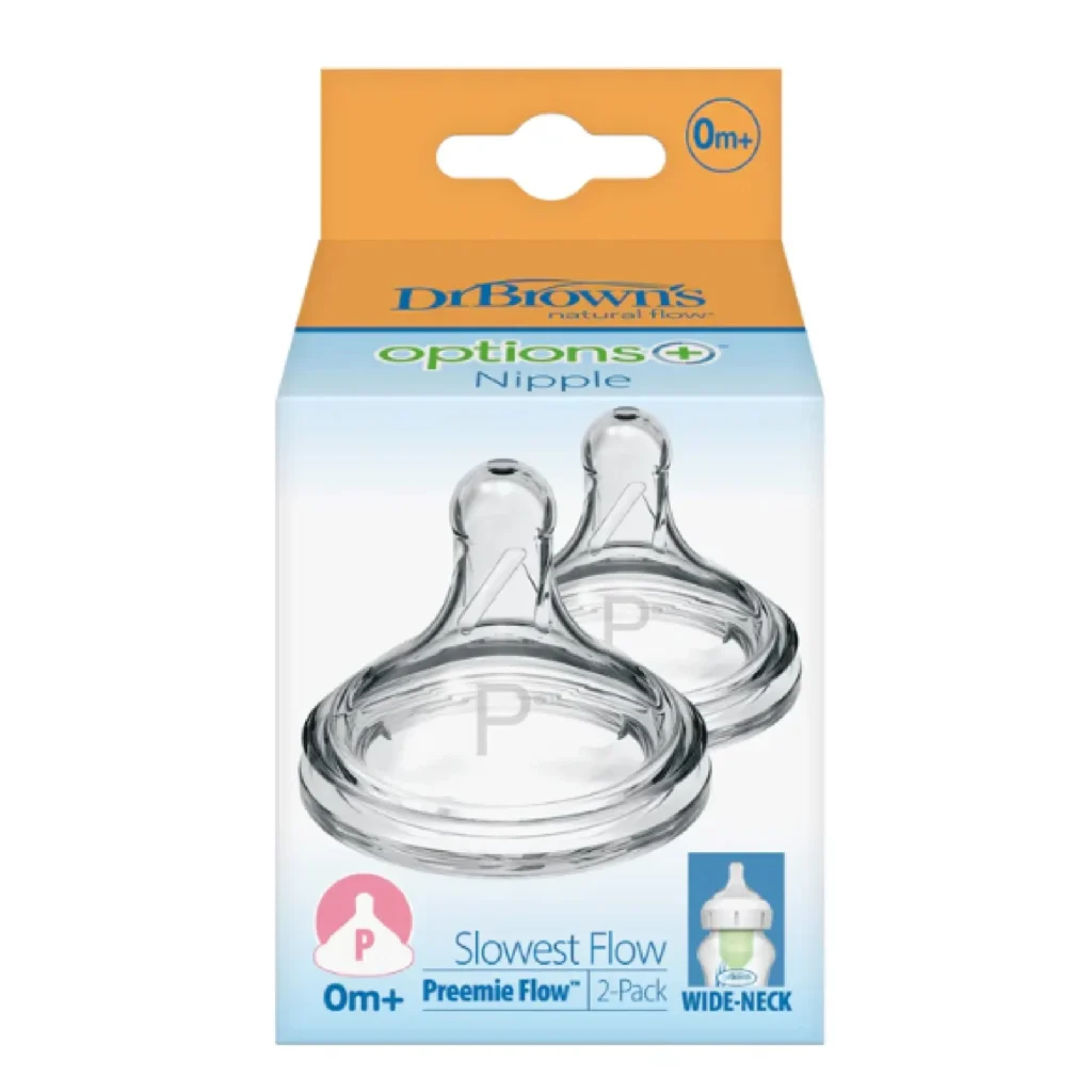 Preemie Flow Wide-Neck Silicone Options+ Nipple, 2-Pack