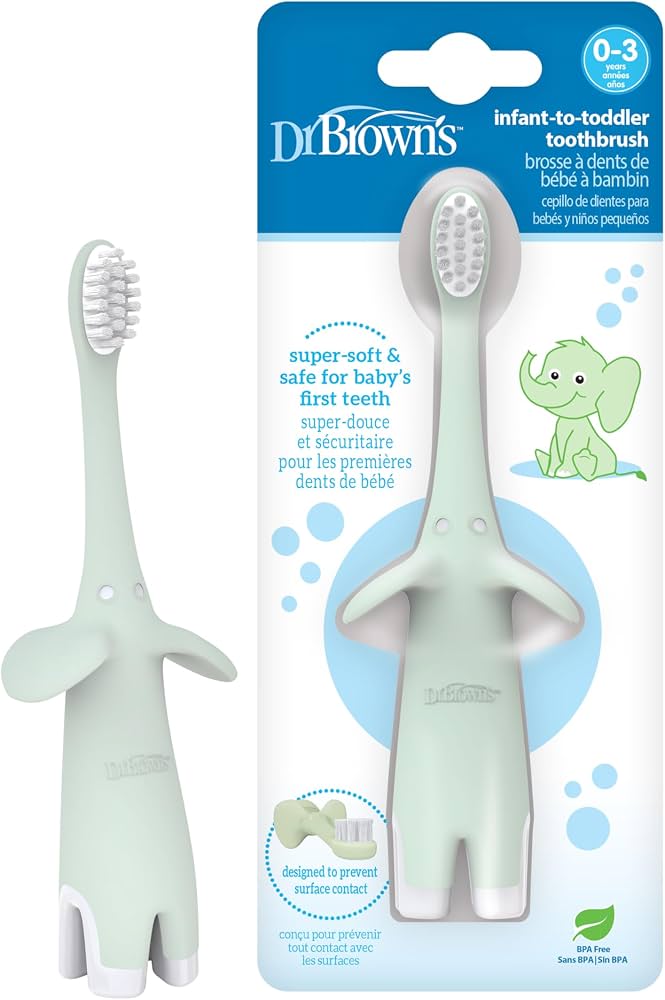 Infant-to-Toddler Toothbrush, Mint Elephant