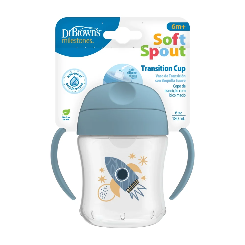 Soft-Spout Transition Cup with Handles, Rocket Ship (180 ml, 6m+)