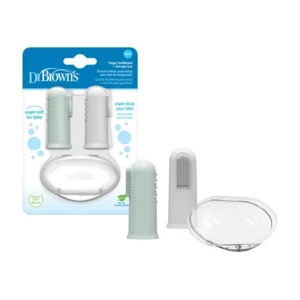 Silicone Finger Toothbrush with Case (Gray and Light Green)