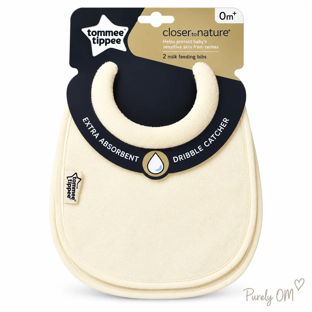 Closer to Nature Milk Feeding Bibs 0m+, Plain (x 2)