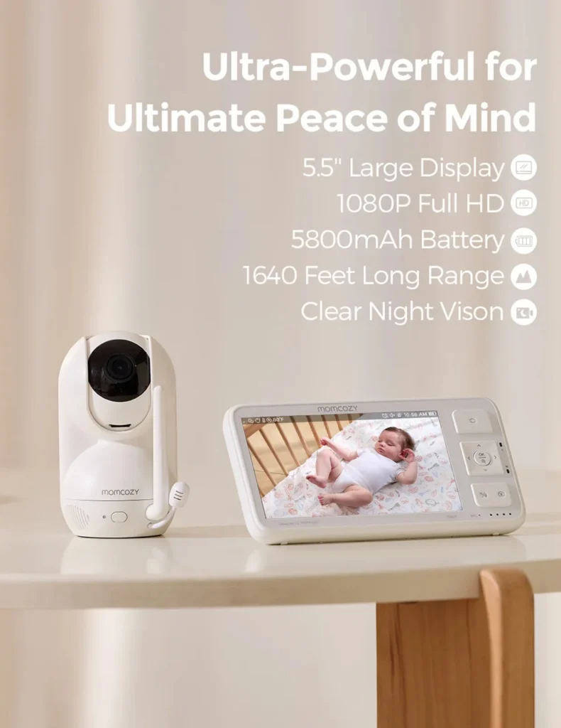 Video Baby Monitor, 5.5″ 1080p with Camera